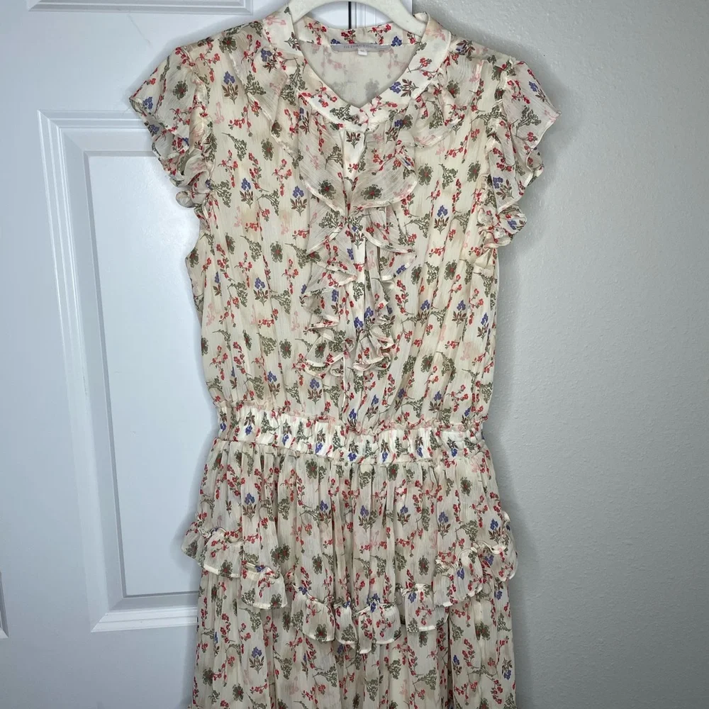 Olivaceous Floral Ruffle Tiered Mini Dress Cottagecore Boho Size M